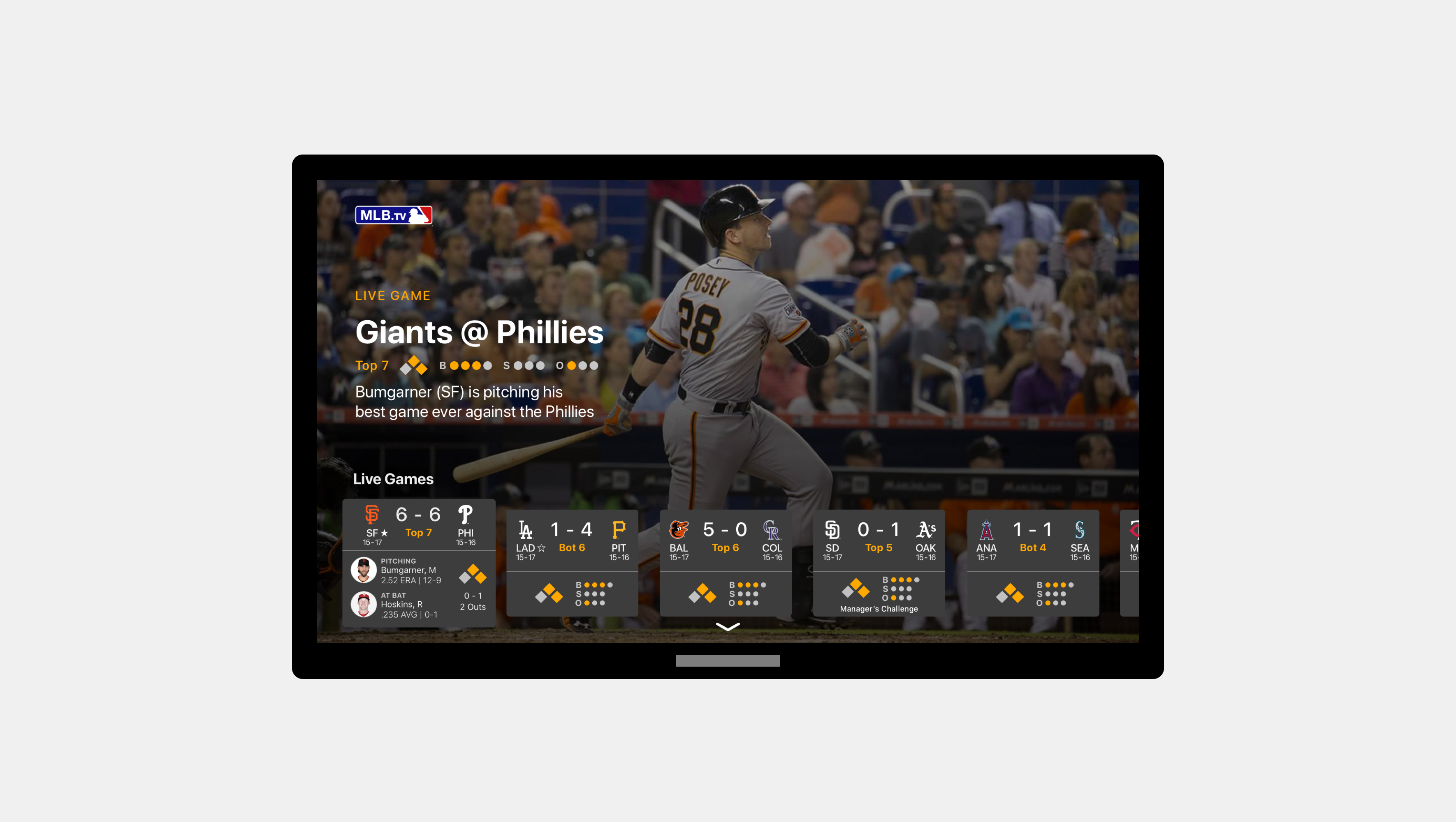 MLB.TV for Apple TV Andrew Hong Product Designer