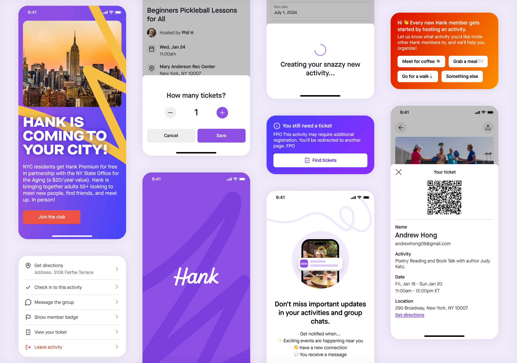 hank screenshots – UI snippets